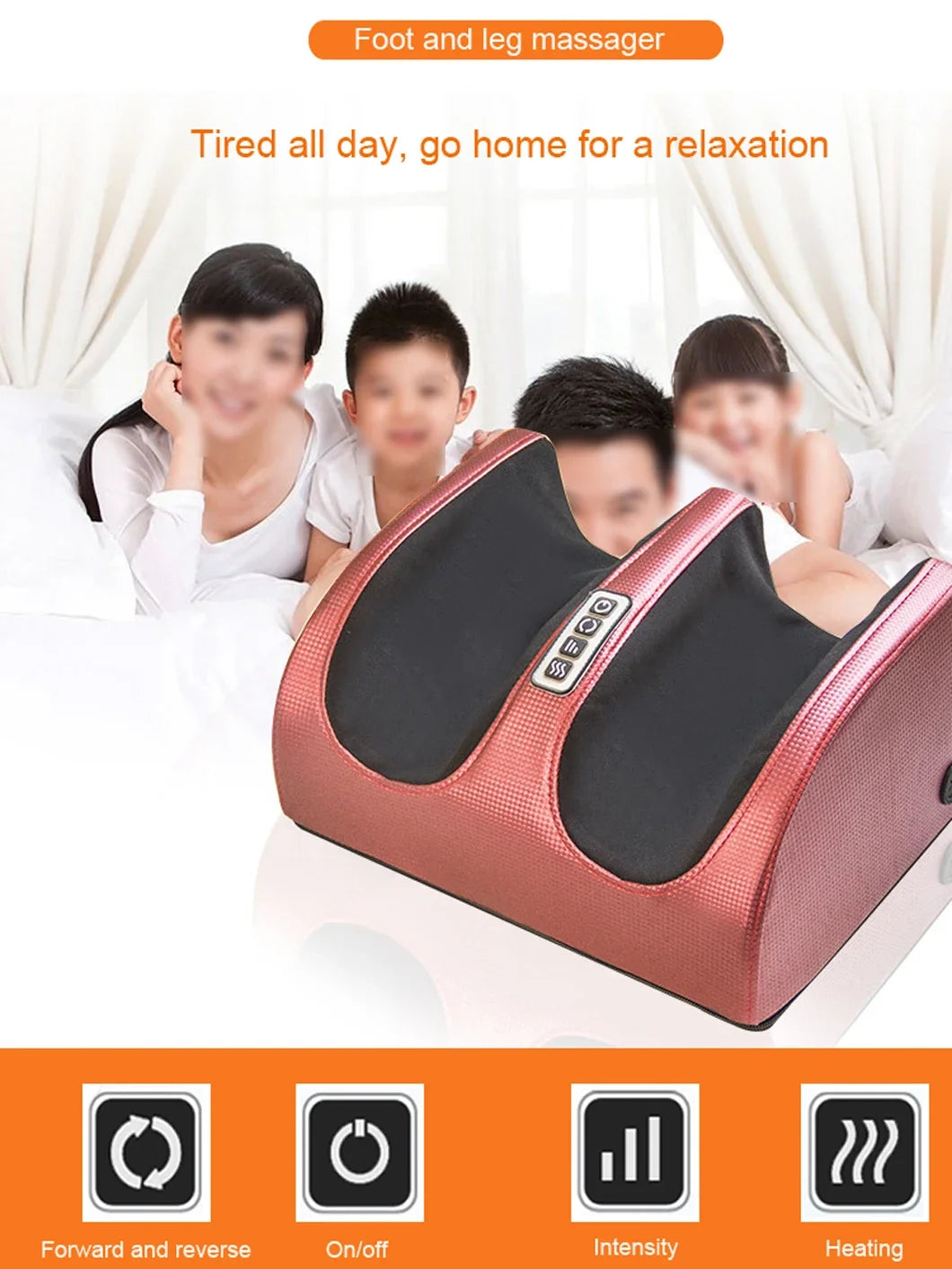 Electric Foot Massager with Heat & Deep-Kneading Nodes – Pain Relief for Feet, Calves & Ankles