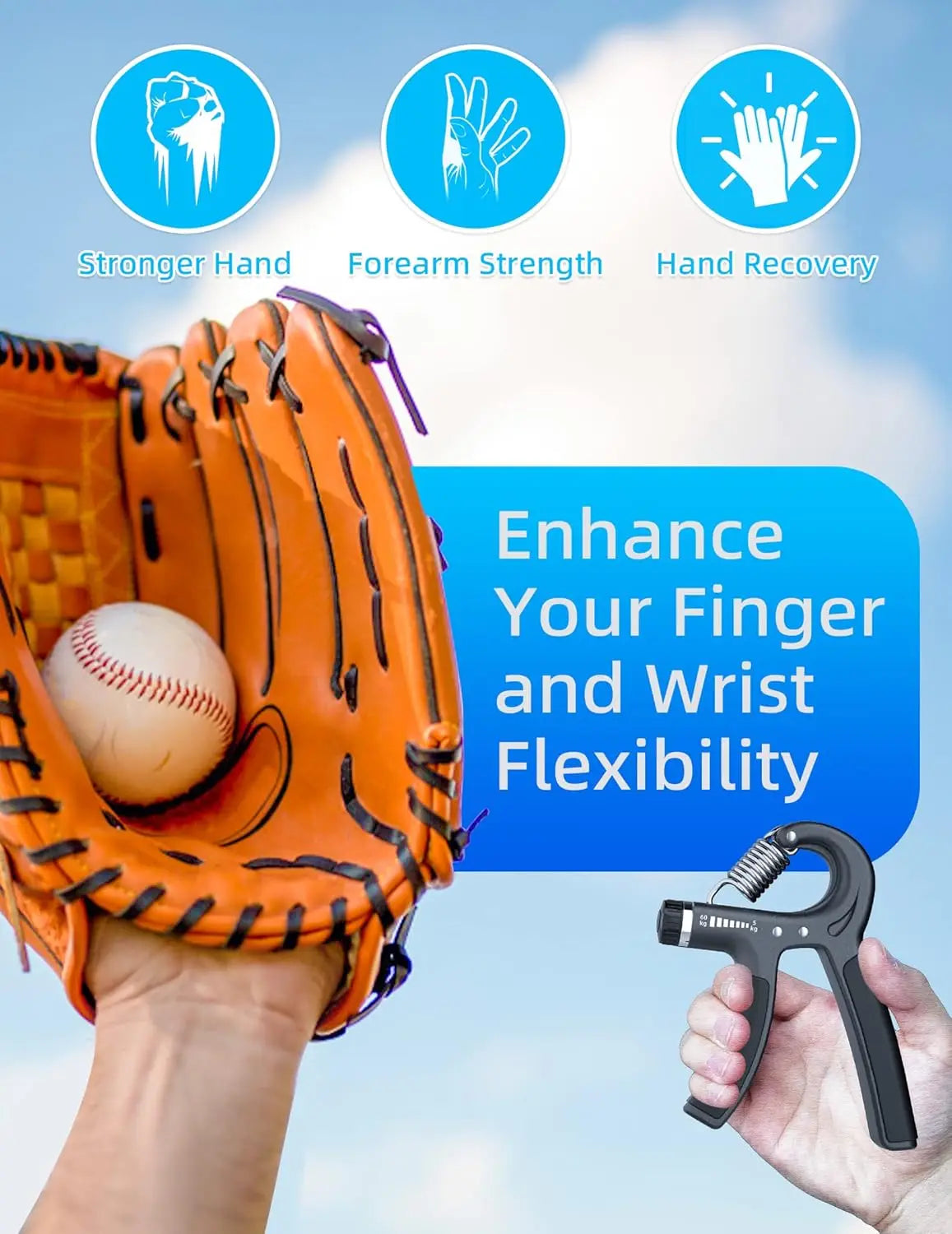 Grip Strength Trainer - Grip Flexion (Crushing Grip), Ideal for Golfer's Elbow