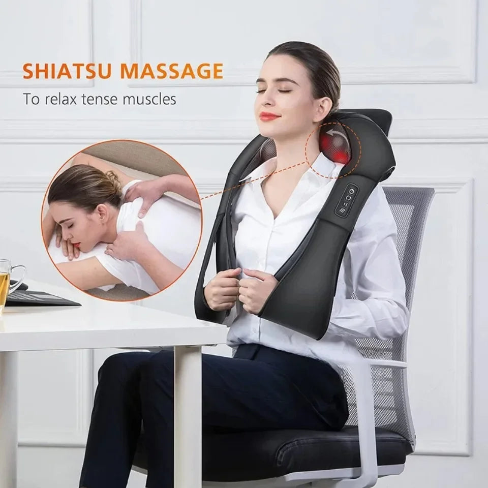Shoulder Massager Shiatsu Neck  Hot Compress Cervical Massagers Cars Home Kneading Massaging Shawl Electric Necks Waist Shawls