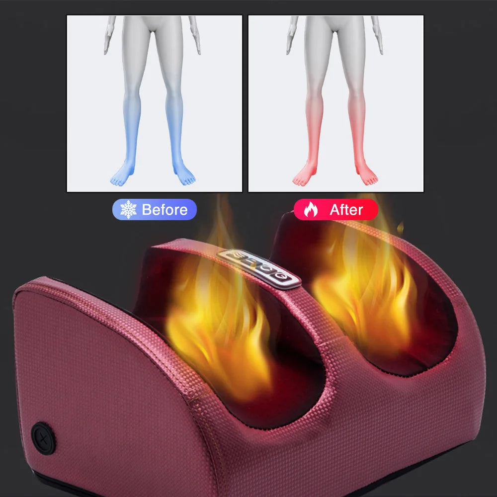 Electric Foot Massager with Heat &amp; Deep-Kneading Nodes – Pain Relief for Feet, Calves &amp; Ankles