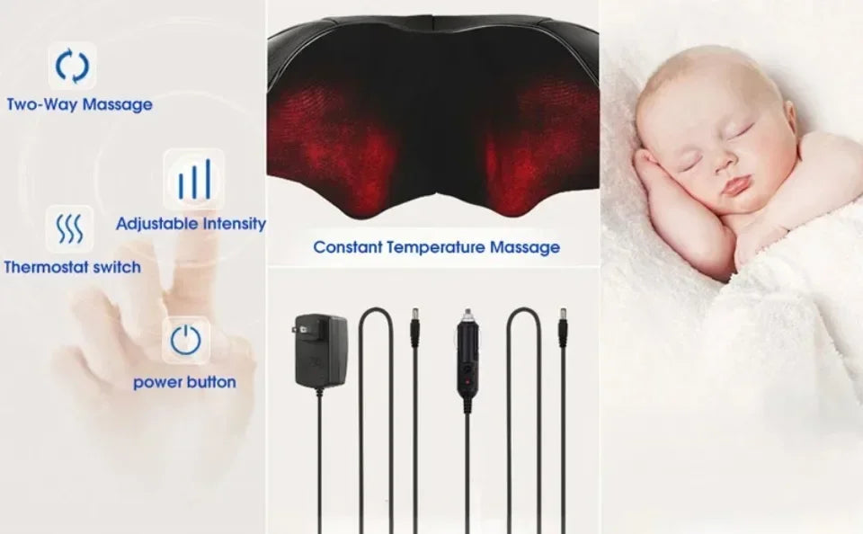 Shoulder Massager Shiatsu Neck  Hot Compress Cervical Massagers Cars Home Kneading Massaging Shawl Electric Necks Waist Shawls